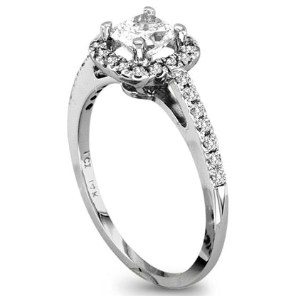 1.0 CT. T.W. Radiant-Cut Natural Diamond Frame Engagement Ring in Solid 14K White Gold
