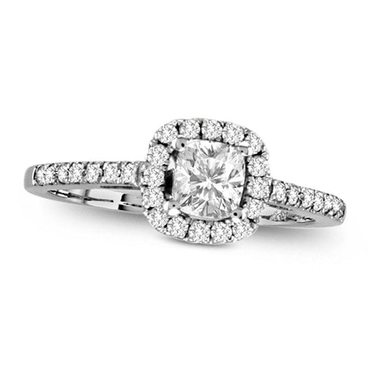 0.75 CT. T.W. Radiant-Cut Natural Diamond Frame Engagement Ring in Solid 14K White Gold