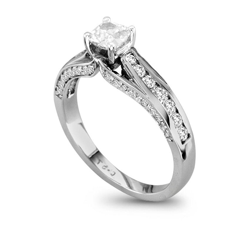 1.0 CT. T.W. Radiant-Cut Natural Diamond Engagement Ring in Solid 14K White Gold
