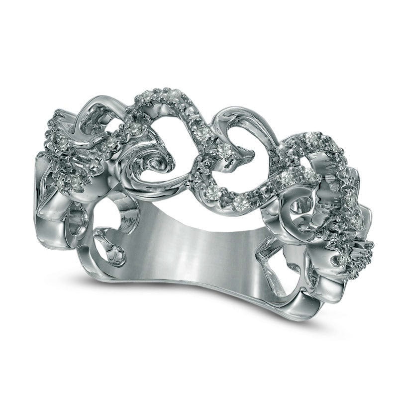 0.10 CT. T.W. Natural Diamond Hearts Ring in Sterling Silver - Size 7