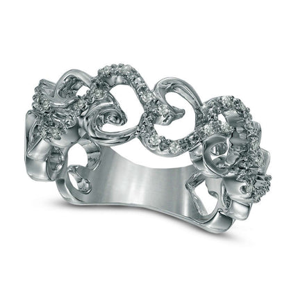 0.10 CT. T.W. Natural Diamond Hearts Ring in Sterling Silver - Size 7