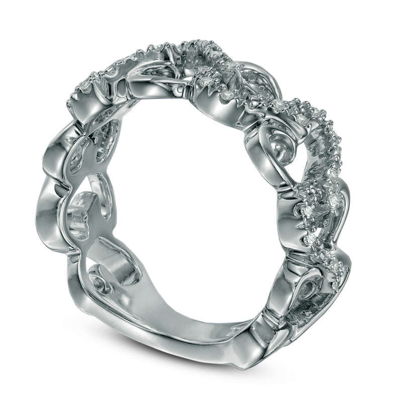 0.10 CT. T.W. Natural Diamond Hearts Ring in Sterling Silver - Size 7