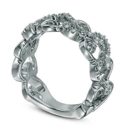 0.10 CT. T.W. Natural Diamond Hearts Ring in Sterling Silver - Size 7