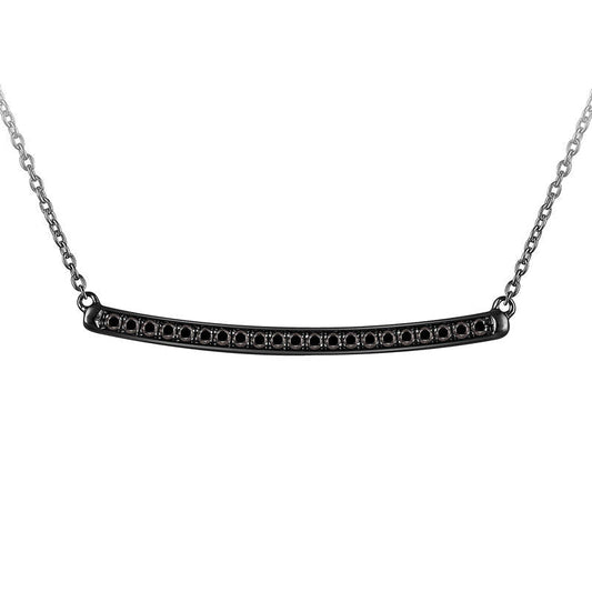 0.25 CT. T.W. Enhanced Black Natural Diamond Bar Necklace in Sterling Silver with Black Rhodium
