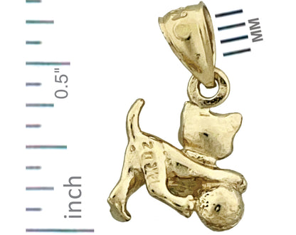 14K Gold 3D Cat with Ball Charm