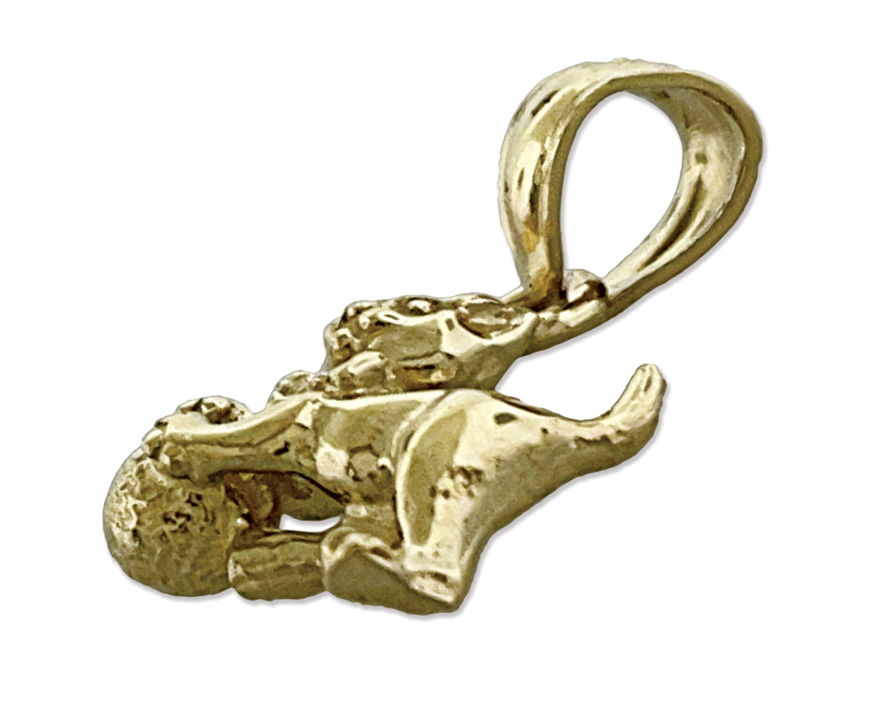 14K Gold 3D Cat with Ball Charm