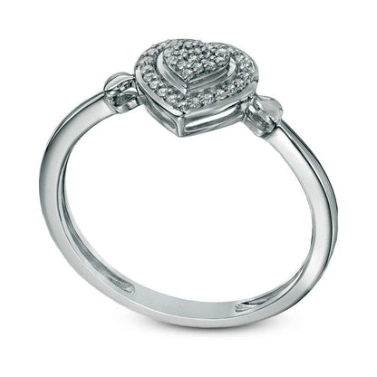 0.10 CT. T.W. Composite Natural Diamond Heart Promise Ring in Solid 10K White Gold