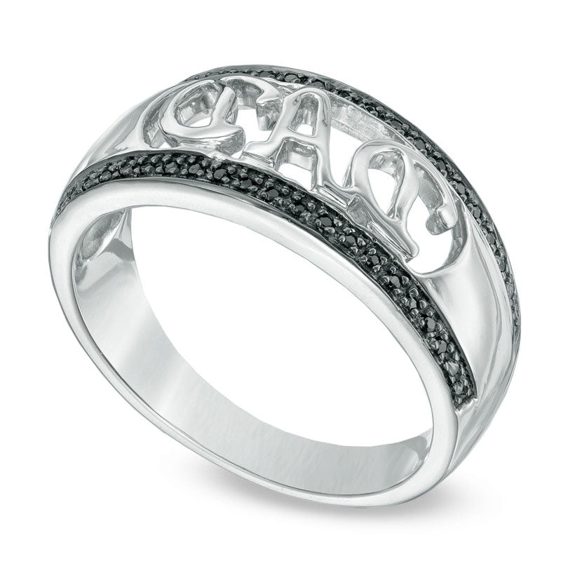 0.10 CT. T.W. Enhanced Black Natural Diamond DAD" Ring in Sterling Silver"