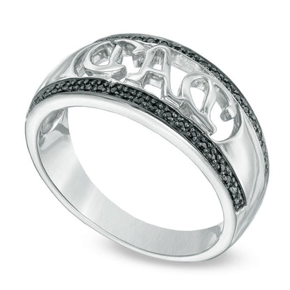 0.10 CT. T.W. Enhanced Black Natural Diamond DAD" Ring in Sterling Silver"