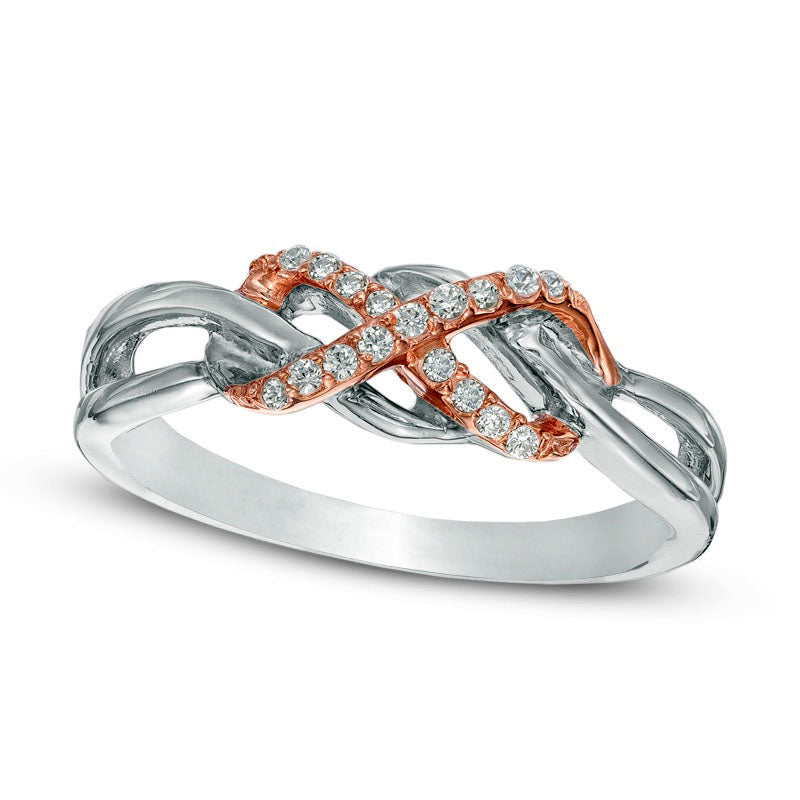 0.10 CT. T.W. Natural Diamond Infinity Ring in Sterling Silver and Solid 10K Rose Gold