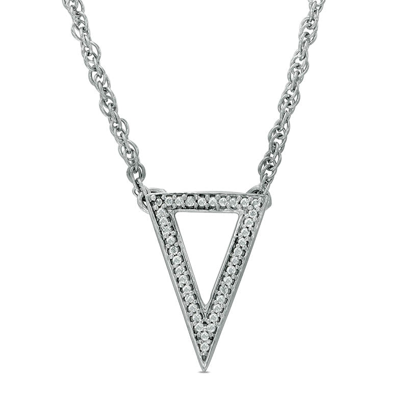 Natural Diamond Accent Triangle Necklace in Sterling Silver - 17