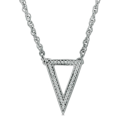 Natural Diamond Accent Triangle Necklace in Sterling Silver - 17