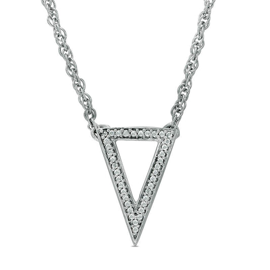 Natural Diamond Accent Triangle Necklace in Sterling Silver - 17