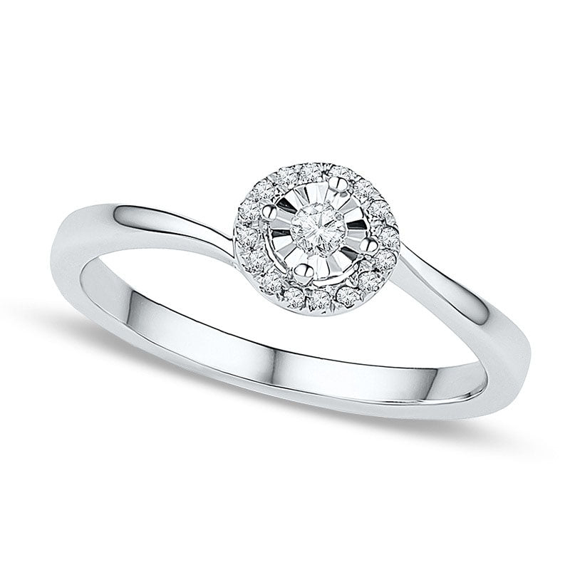 0.10 CT. T.W. Natural Diamond Frame Promise Ring in Solid 10K White Gold