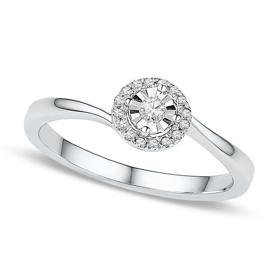 0.10 CT. T.W. Natural Diamond Frame Promise Ring in Solid 10K White Gold