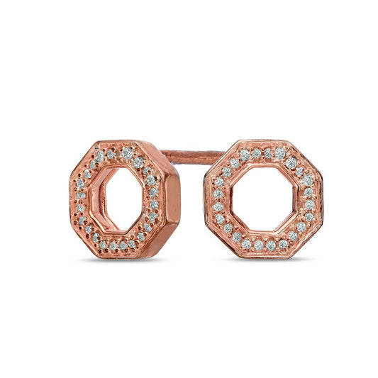 Diamond Accent Octagon Outline Stud Earrings in 10K Rose Gold