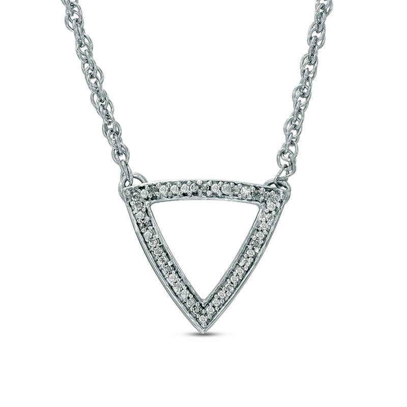 Natural Diamond Accent Outline Triangle Necklace in Sterling Silver - 17