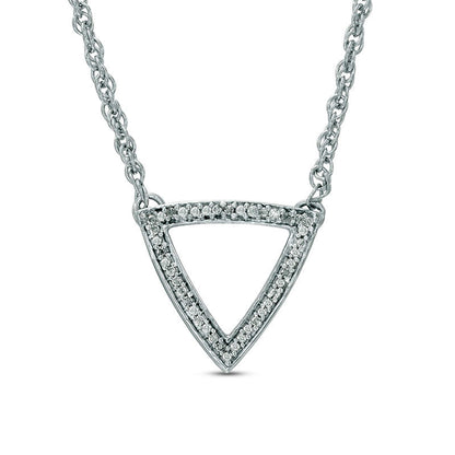 Natural Diamond Accent Outline Triangle Necklace in Sterling Silver - 17