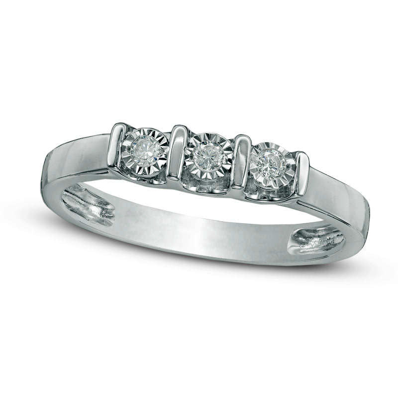 0.10 CT. T.W. Natural Diamond Three Stone Promise Ring in Sterling Silver