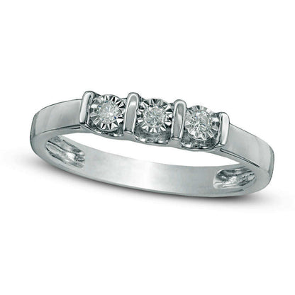 0.10 CT. T.W. Natural Diamond Three Stone Promise Ring in Sterling Silver