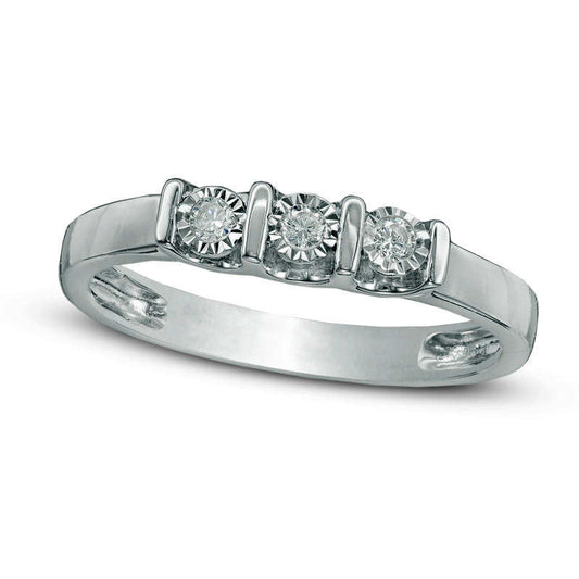 0.10 CT. T.W. Natural Diamond Three Stone Promise Ring in Sterling Silver