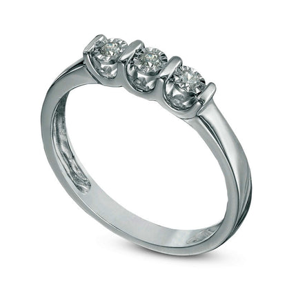 0.10 CT. T.W. Natural Diamond Three Stone Promise Ring in Sterling Silver