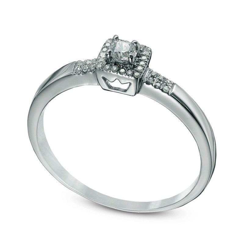 0.10 CT. T.W. Natural Diamond Square Frame Promise Ring in Sterling Silver