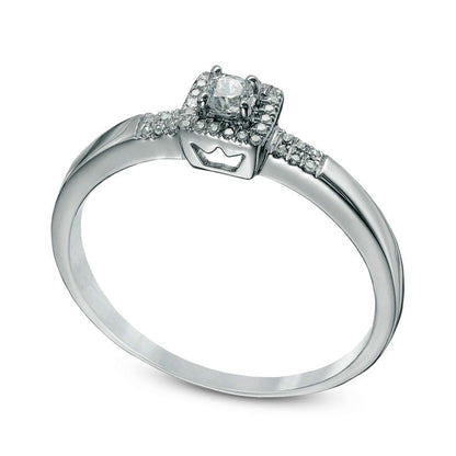 0.10 CT. T.W. Natural Diamond Square Frame Promise Ring in Sterling Silver