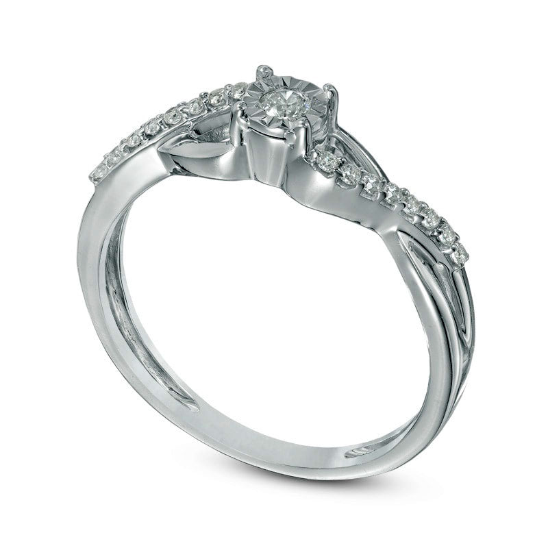 0.10 CT. T.W. Natural Diamond Split Shank Promise Ring in Solid 10K White Gold