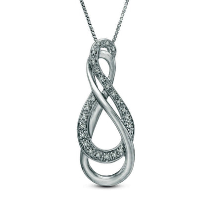 0.13 CT. T.W. Natural Diamond Double Row Infinity Pendant in Sterling Silver