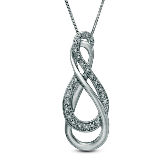 0.13 CT. T.W. Natural Diamond Double Row Infinity Pendant in Sterling Silver
