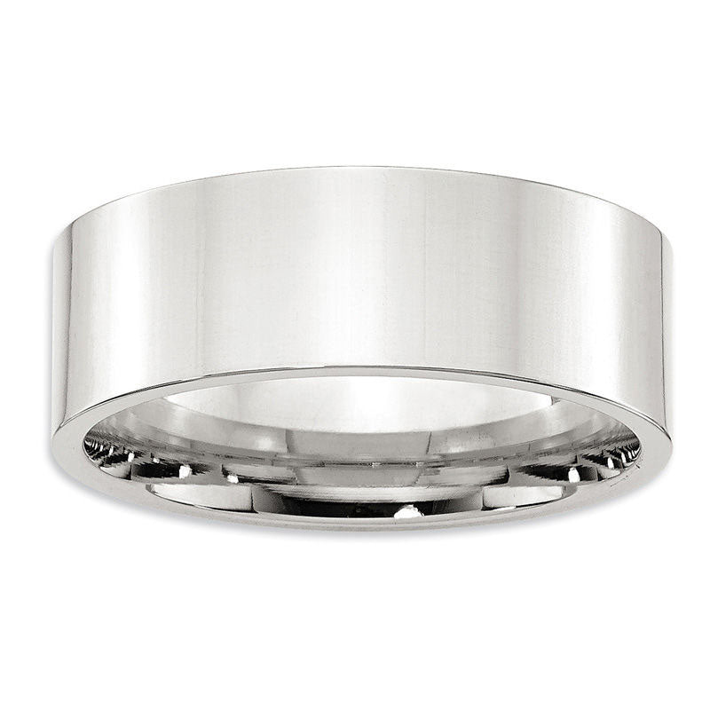 Men's 8.0mm Flat Comfort Fit Wedding Band in Sterling Silver