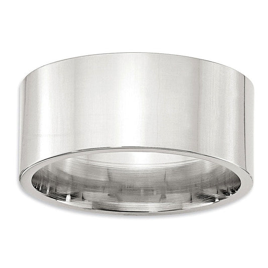 Men's 10.0mm Comfort Fit Flat Wedding Band in Sterling Silver