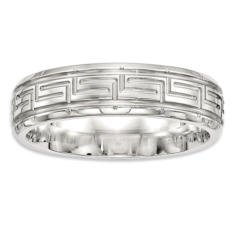 Men's 6.0mm Greek Key Wedding Band in Sterling Silver