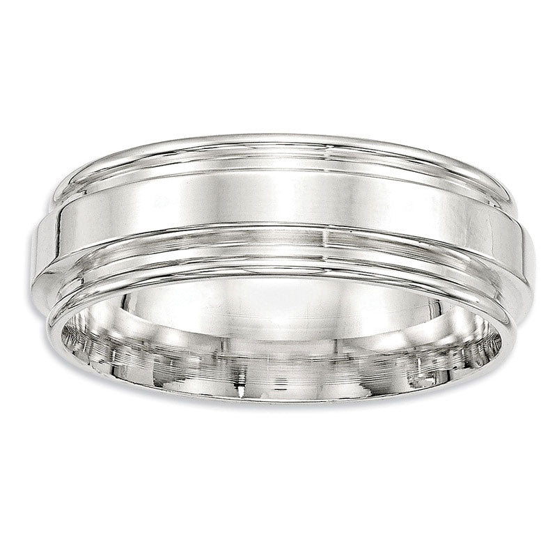Men's 7.0mm Tapered Groove Wedding Band in Sterling Silver