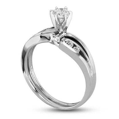 0.50 CT. T.W. Natural Diamond Bypass Bridal Engagement Ring Set in Solid 14K White Gold