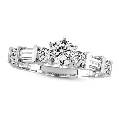 1.0 CT. T.W. Natural Diamond Engagement Ring in Solid 14K White Gold