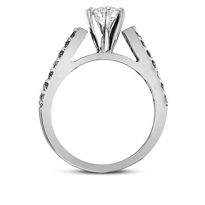 0.88 CT. T.W. Natural Diamond Engagement Ring in Solid 14K White Gold