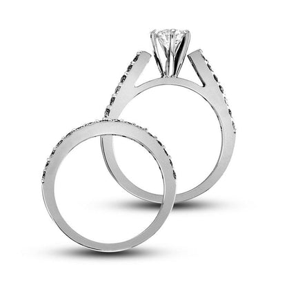 1.25 CT. T.W. Natural Diamond Bridal Engagement Ring Set in Solid 14K White Gold