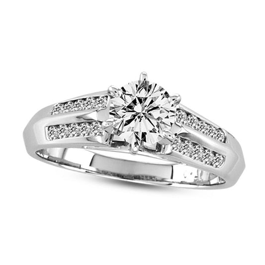 1.0 CT. T.W. Natural Diamond Engagement Ring in Solid 14K White Gold