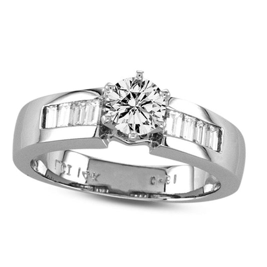 1.0 CT. T.W. Natural Diamond Engagement Ring in Solid 14K White Gold