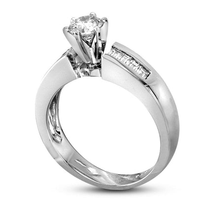 1.0 CT. T.W. Natural Diamond Engagement Ring in Solid 14K White Gold