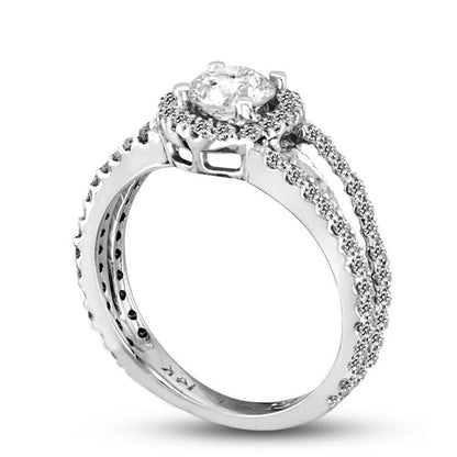 1.63 CT. T.W. Natural Diamond Frame Split Shank Engagement Ring in Solid 14K White Gold