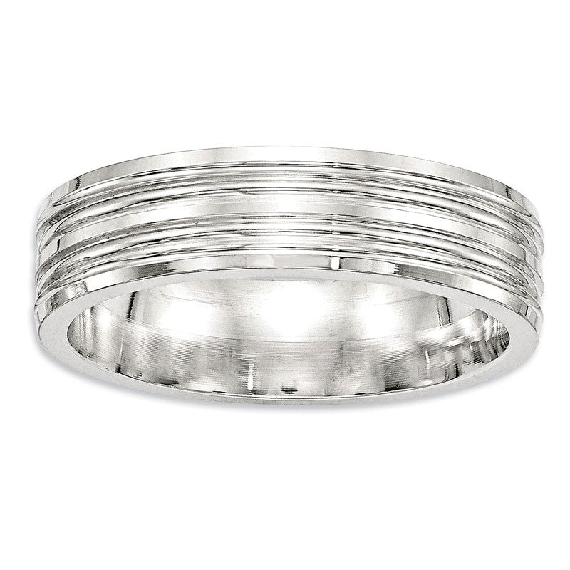 Men's 6.0mm Double Groove Wedding Band in Sterling Silver