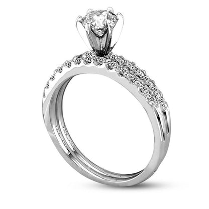 1.0 CT. T.W. Natural Diamond Bridal Engagement Ring Set in Solid 14K White Gold