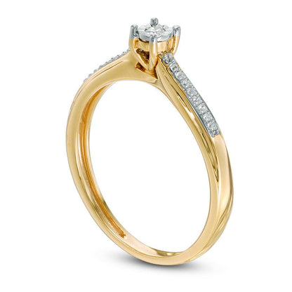 0.07 CT. T.W. Natural Diamond Promise Ring in Solid 10K Yellow Gold