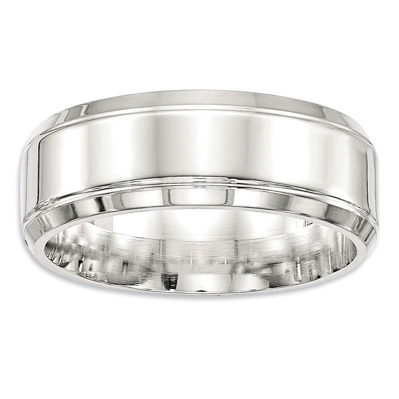 Men's 8.0mm Beveled Edge Wedding Band in Sterling Silver