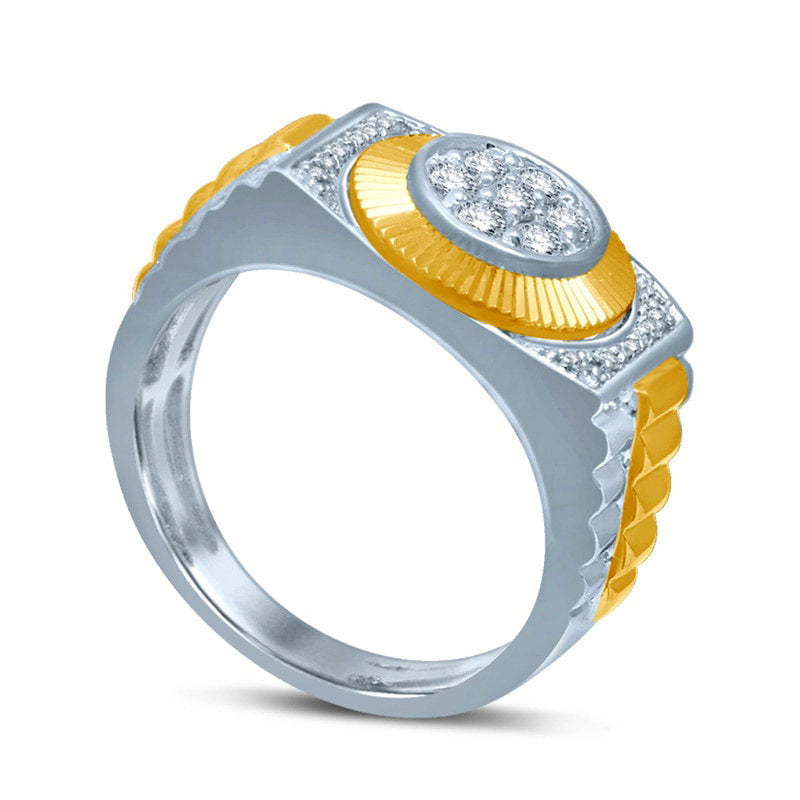 Men's 0.50 CT. T.W. Natural Diamond Rectangular Anniversary Ring in Sterling Silver and Solid 14K Gold Vermeil