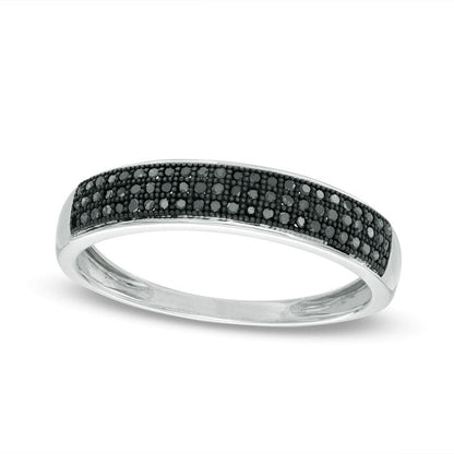 Men's 0.20 CT. T.W. Enhanced Black Natural Diamond Band in Solid 10K White Gold