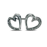 Diamond Accent Heart Stud Earrings in Sterling Silver